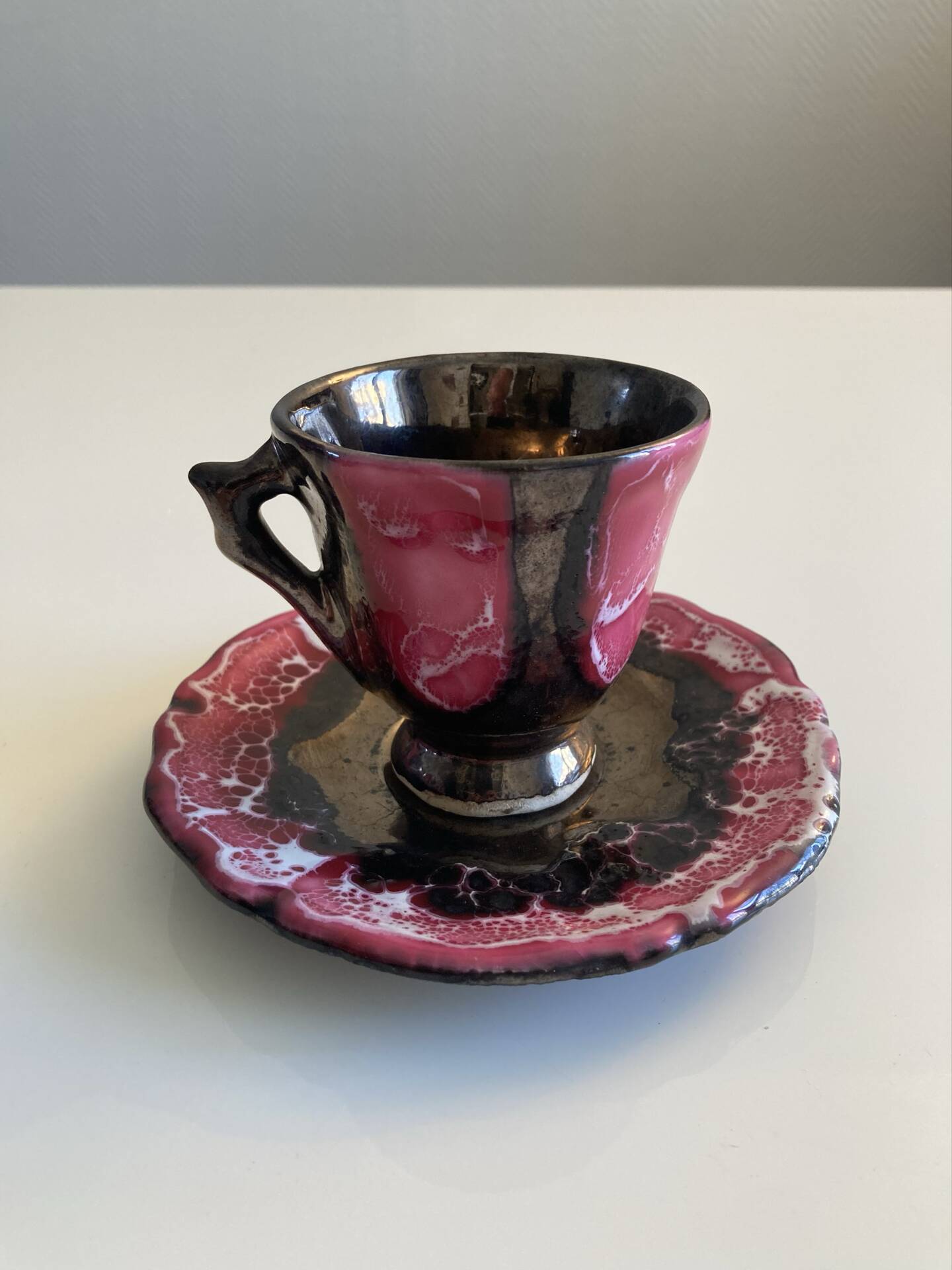 Service à Café /Thé en grès flammé / effets irisés - Atelier Vallauris