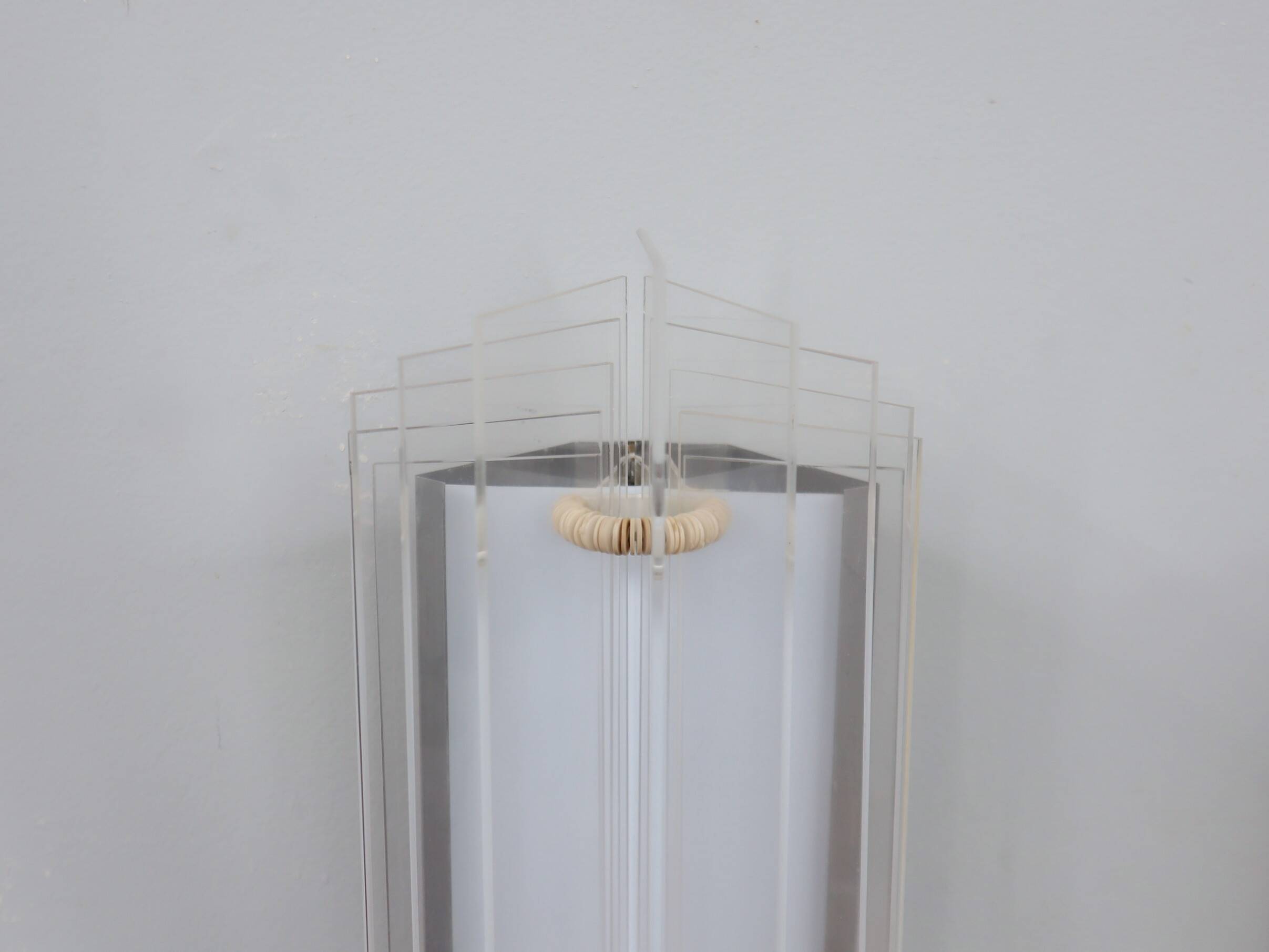 Set of 3 Italian chrome and acrylic blades wall sconces 1970s