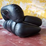 Set of 2 okay black leather lounge chairs by Adriano Piazzesi, 1970