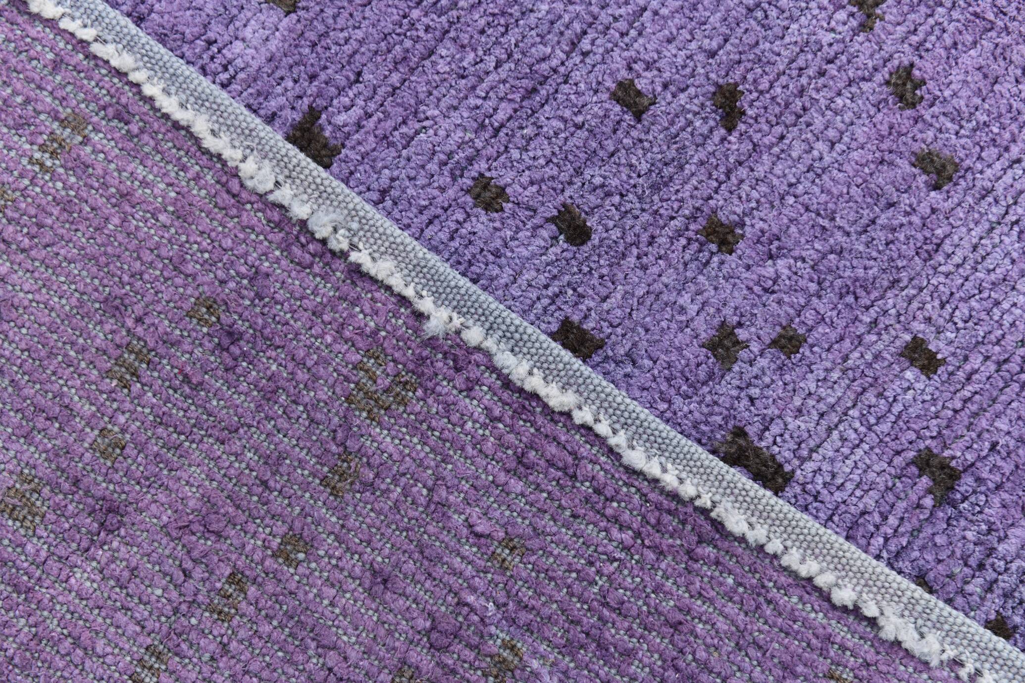 Purple & Brown Polka Dot Kilim Rug, 206x263Cm