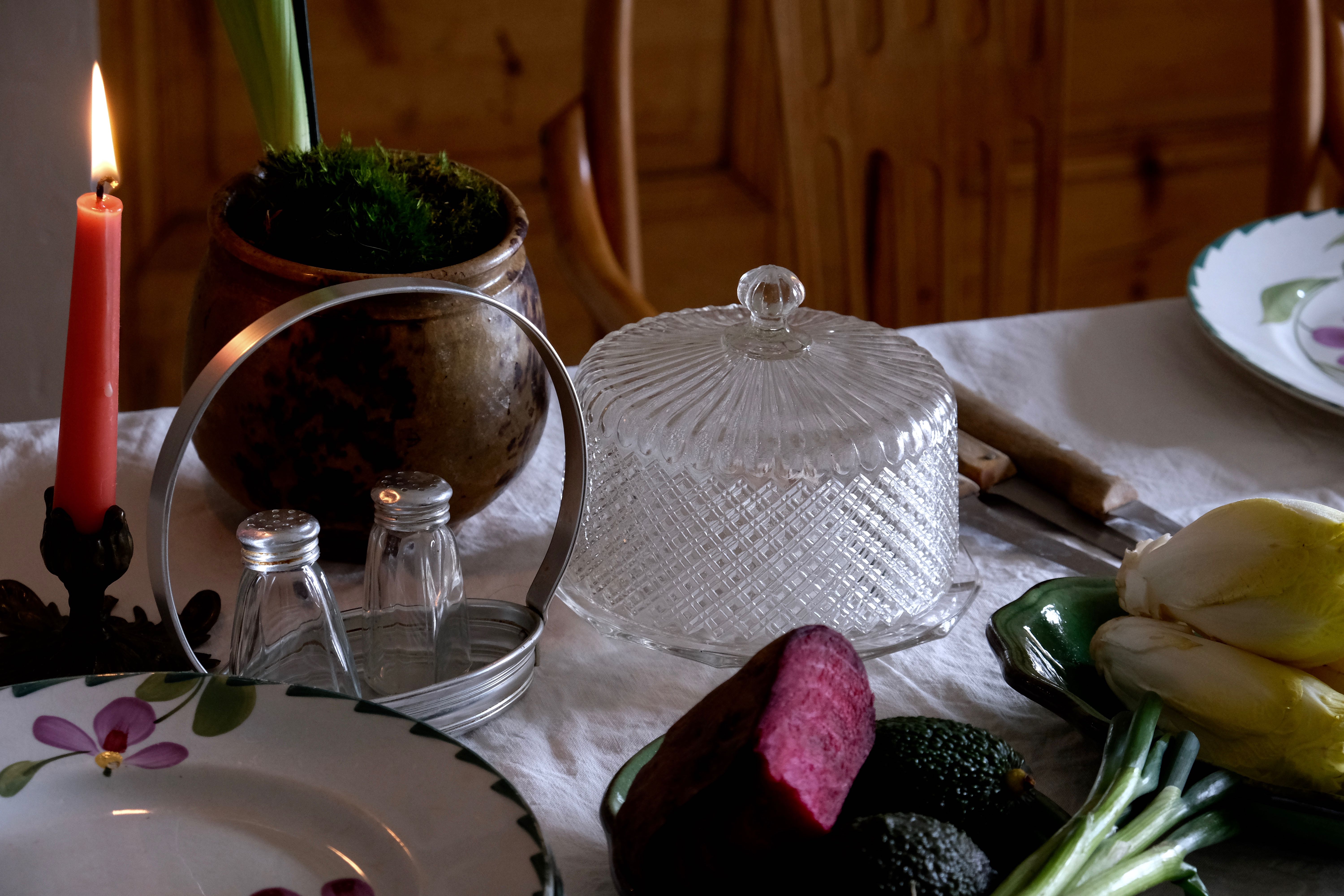 Vintage tablepiece, pepper salt, stainless steel