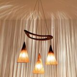 Teakwood and Sisal Cascading Lamp by Jean Rispal