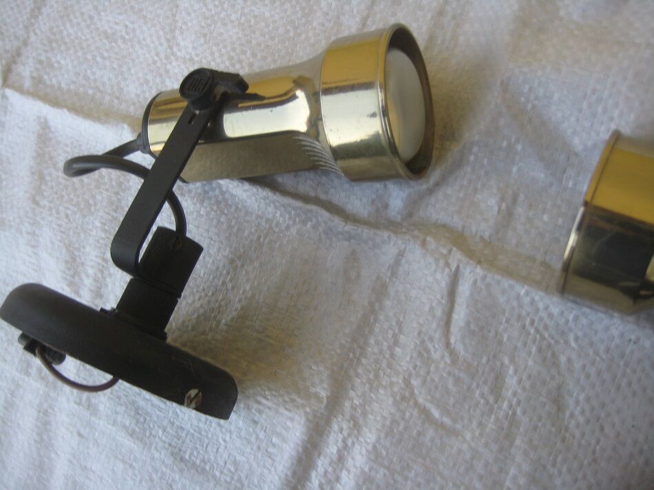 Pair of Lita design spotlights from the 70's, gilded