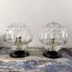 Paire d’appliques murales vintage globes en verre ciselé