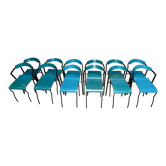 Set of 12 vintage blue bistro chairs
