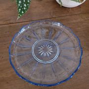 Plateau en verre bleu rond