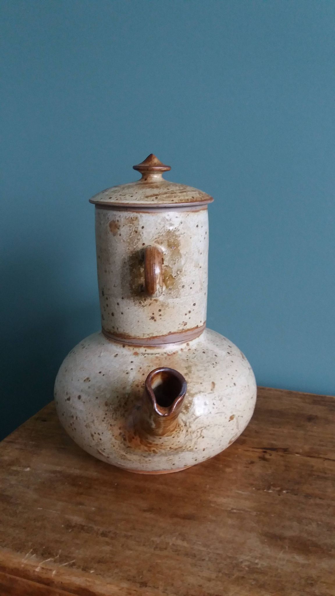 Tea or coffee service in Puisaye stoneware, signed Jean-Pierre Prud’homme