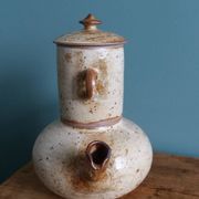 Tea or coffee service in Puisaye stoneware, signed Jean-Pierre Prud’homme