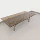 Vintage coffee table in smoked glass and brushed cast aluminum from the 70s