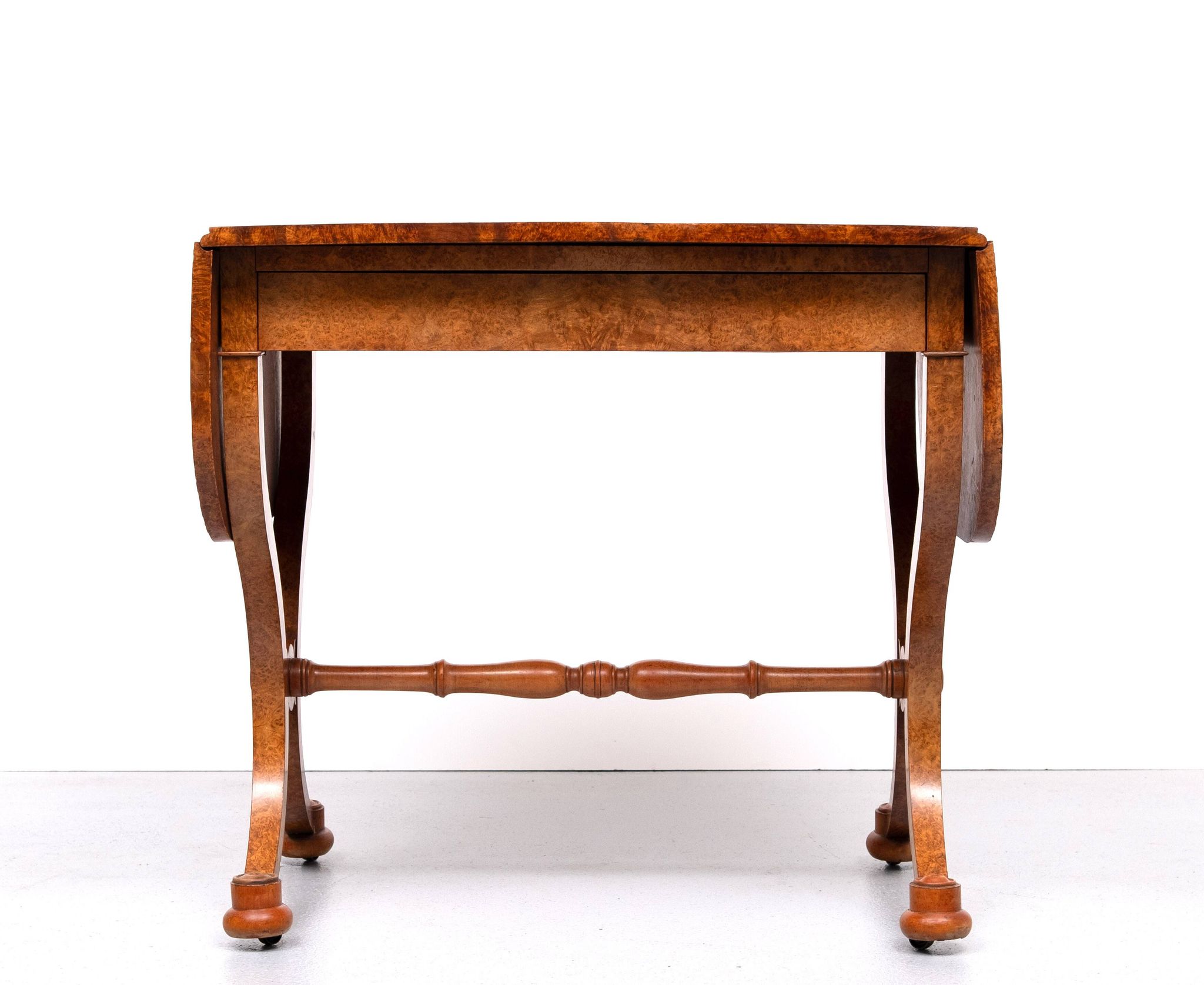 Antique Dutch Empire Burl Wood veneered desk or sofa table