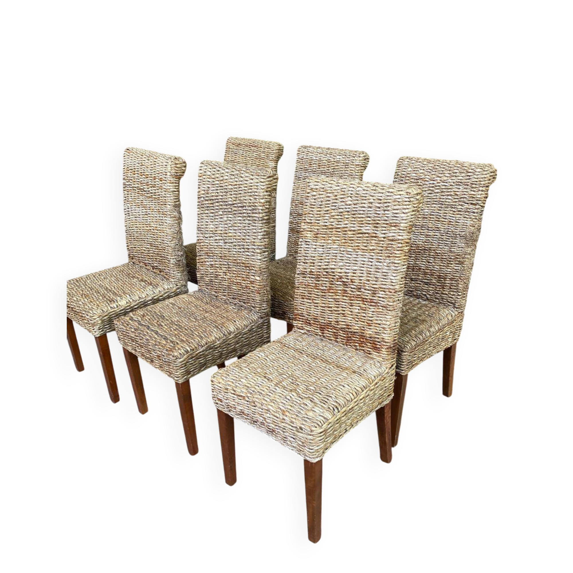 6 abaca banana rattan chairs