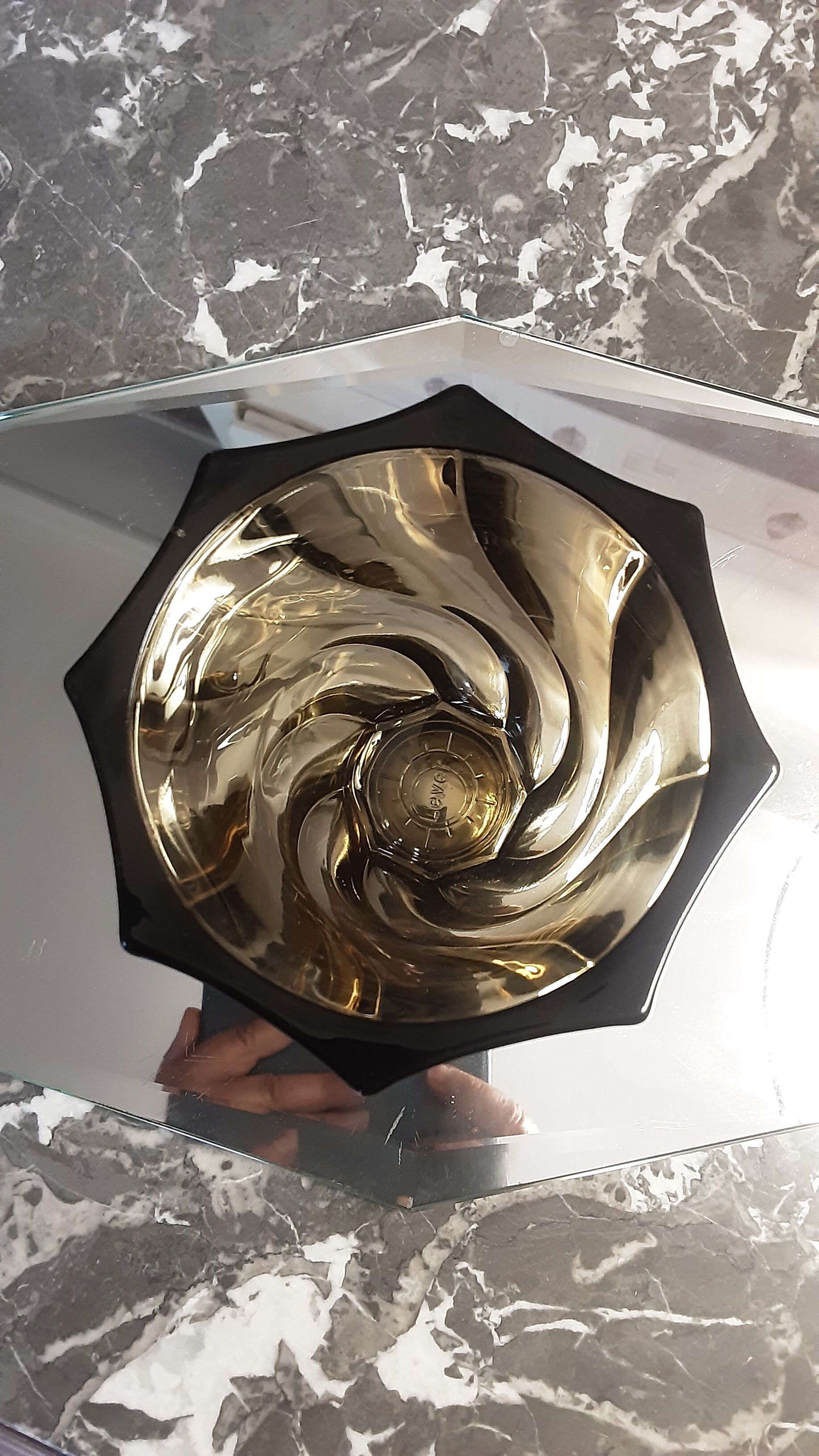 Vintage thick glass elipse vase