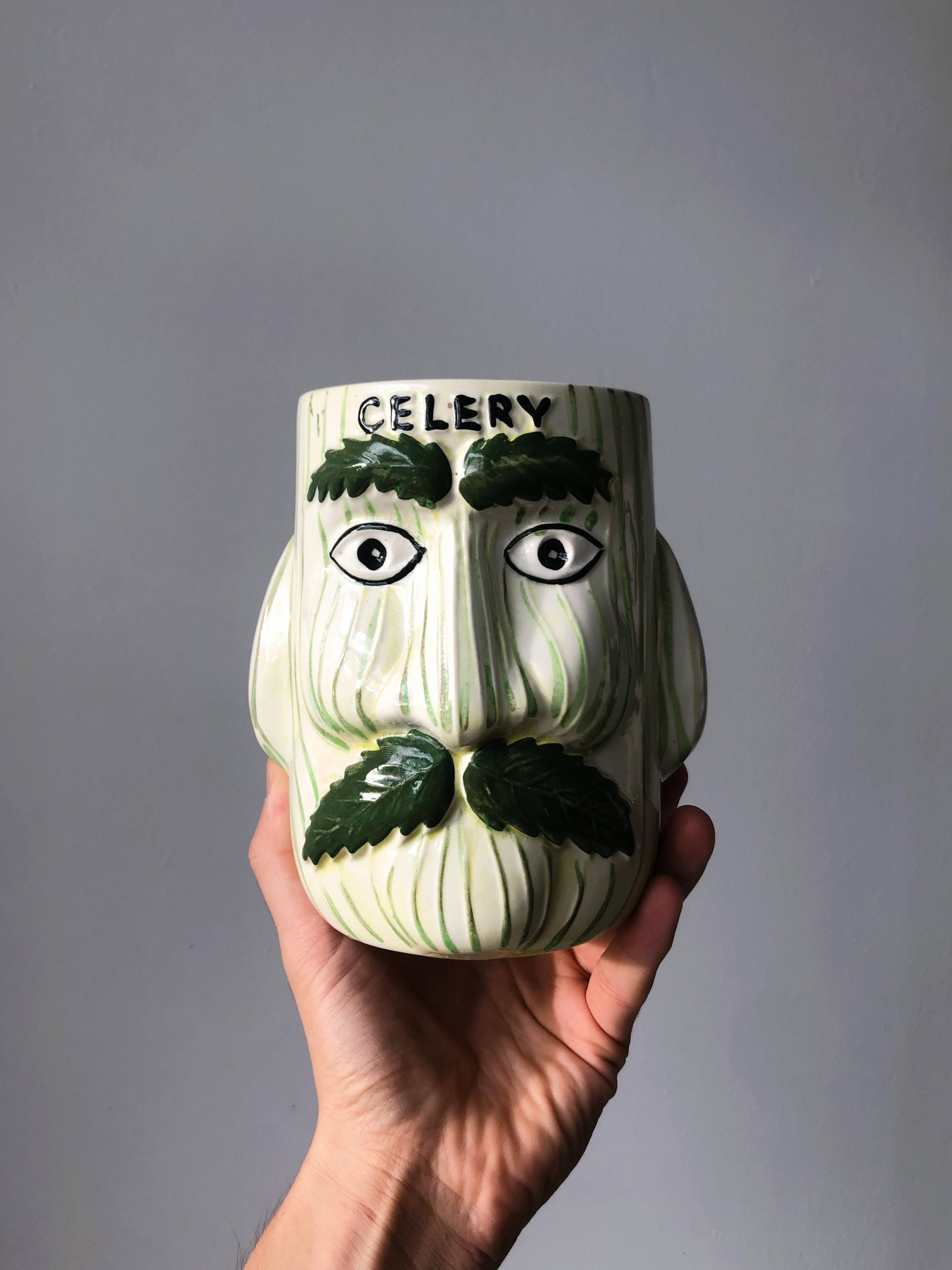 Celery face pot for ceramic utensils