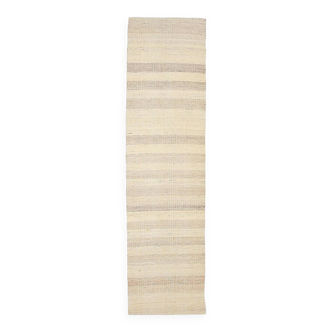 Kilim Beige & Brown jute Runner Rug, 74x313Cm