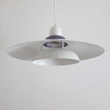 Dansk design white/purple 1980s pendant lamp by Danish Jeka Metaltryk