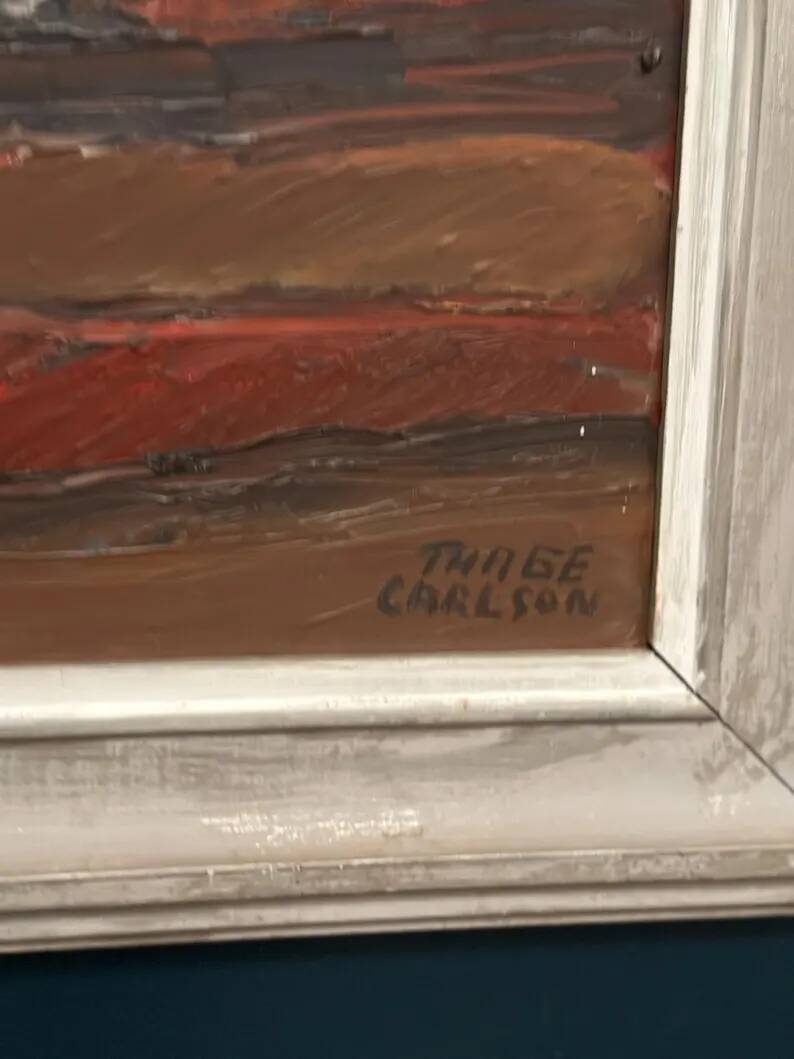 Original Swedish Oil on Panel – “Rustic Landscape” by Thage Carlson – Signed – Vintage & Framed – 72 × 61 cm (28.3" × 24")