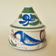 Covered pot in Pignot earthenware, rooster decoration.