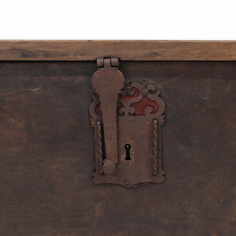 Rustic 18th Century Farmhouse Antique Primitive Six Plank Spanish Chest