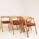 Set of 6 Dining Chairs – Natural Oak & Terracota Upholstery