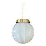 Suspension globe vintage XL en opaline blanche