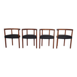 Teak & Leather Model 195 Dining Chairs by Ole Gjerløv-Knudsen & Torben Lind for France & Søn, Denmark, 1960s, Set of 4