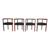Teak & Leather Model 195 Dining Chairs by Ole Gjerløv-Knudsen & Torben Lind for France & Søn, Denmark, 1960s, Set of 4