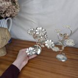 Pair of Art Nouveau Style Silver Plated Metal Candlesticks, BMF Made in Germany