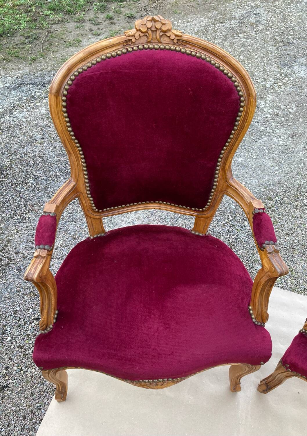 Louis XV armchairs in solid wood, 20th century