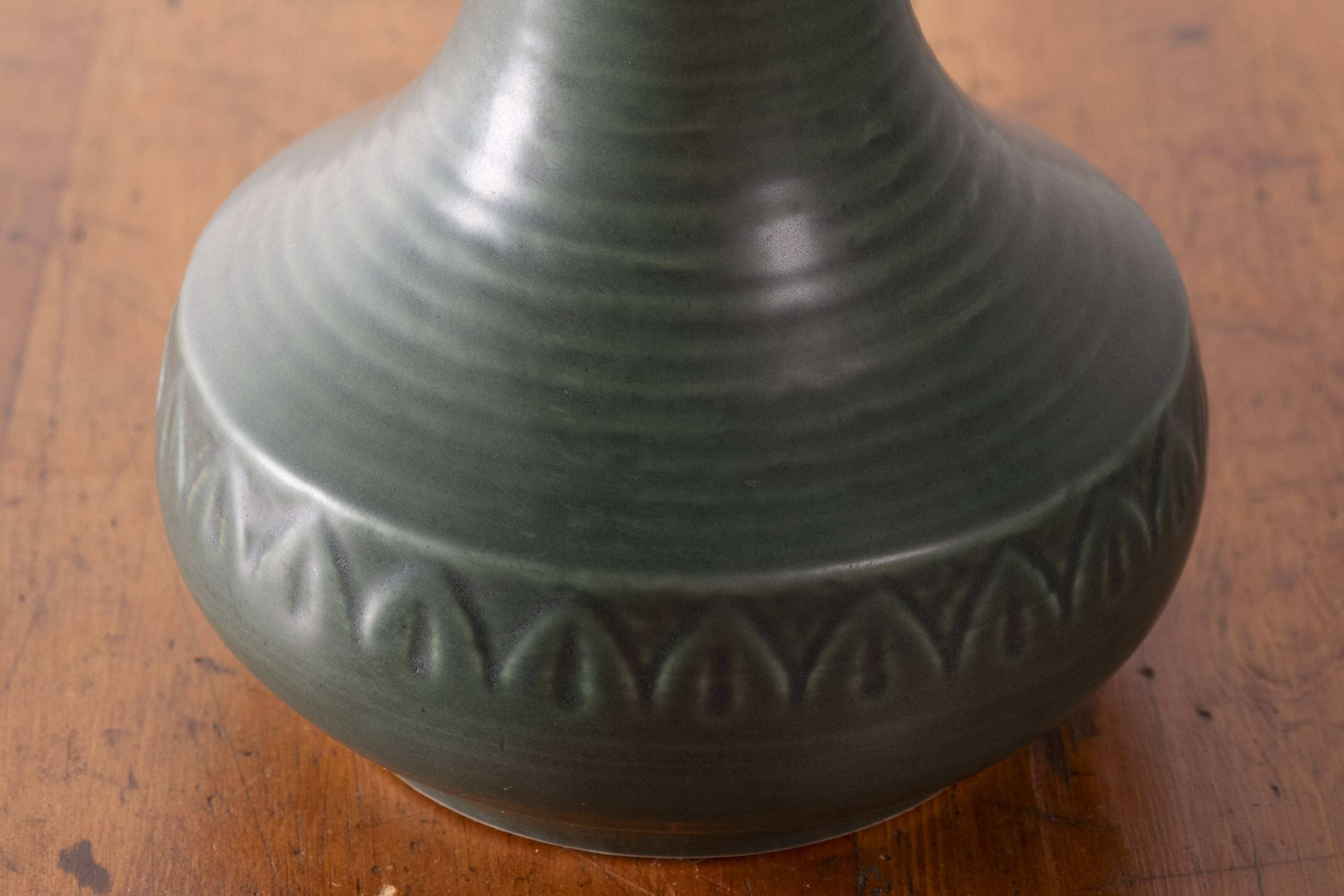 Lampe de table en céramique verte par Søholm, 1960 Danemark