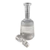 Antique engraved glass carafe with its stopper