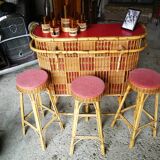 Bar et tabourets rotin et osier