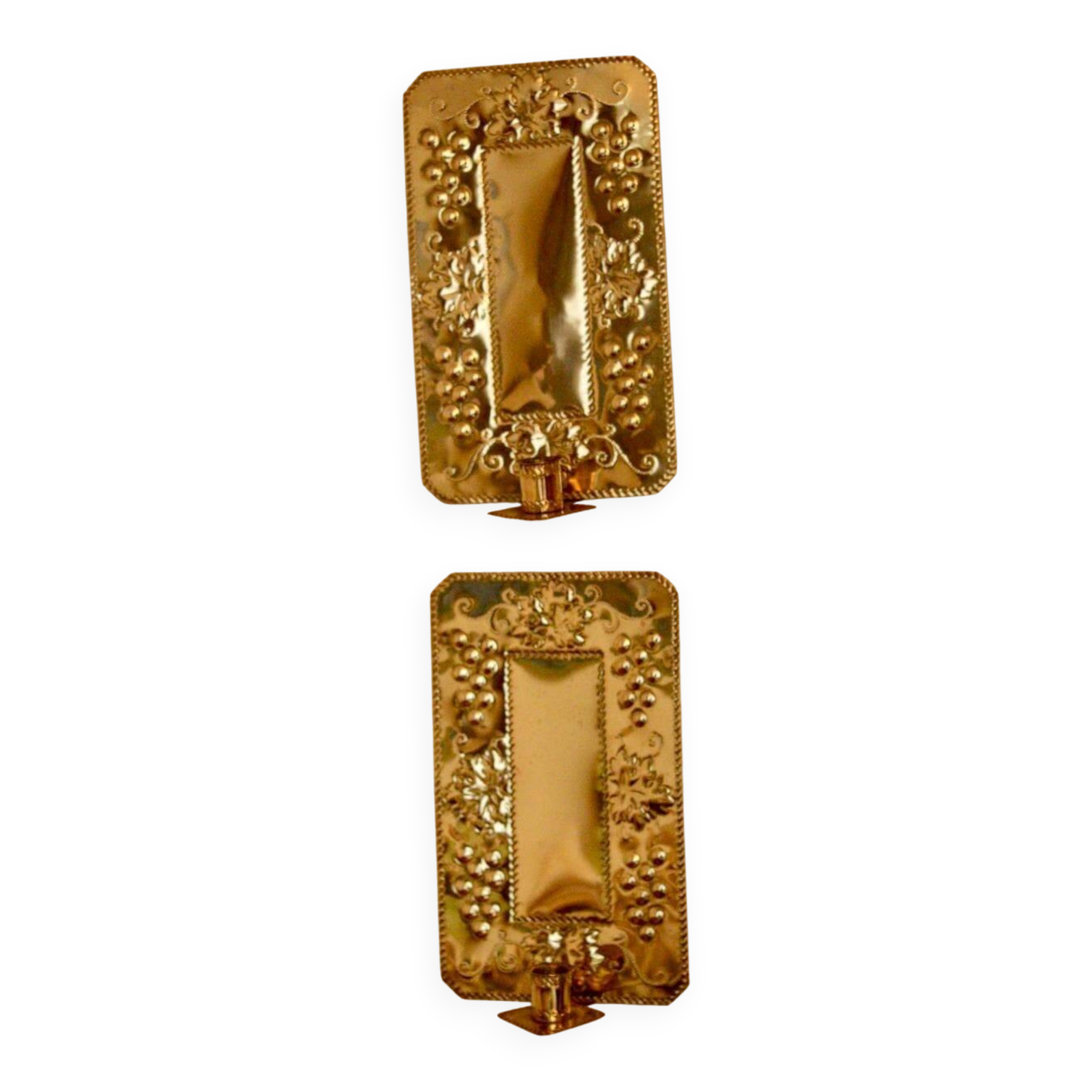 A pair of Swedish brass wall sconces from the mid-century.