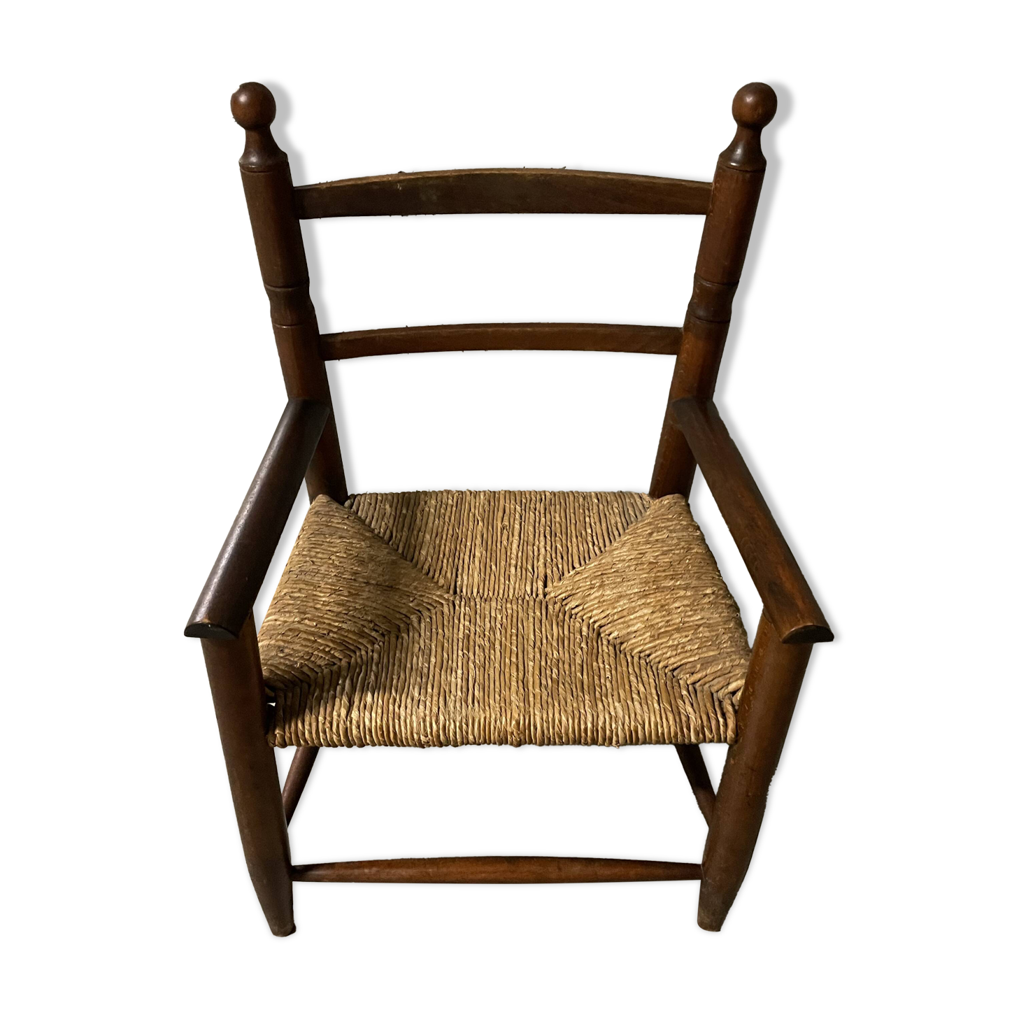 Fauteuil en bois et paille pour enfant