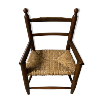 Fauteuil en bois et paille pour enfant