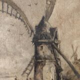 Peinture à l'huile vintage française sur Montmartre au 17ème siècle, signée Gatacre