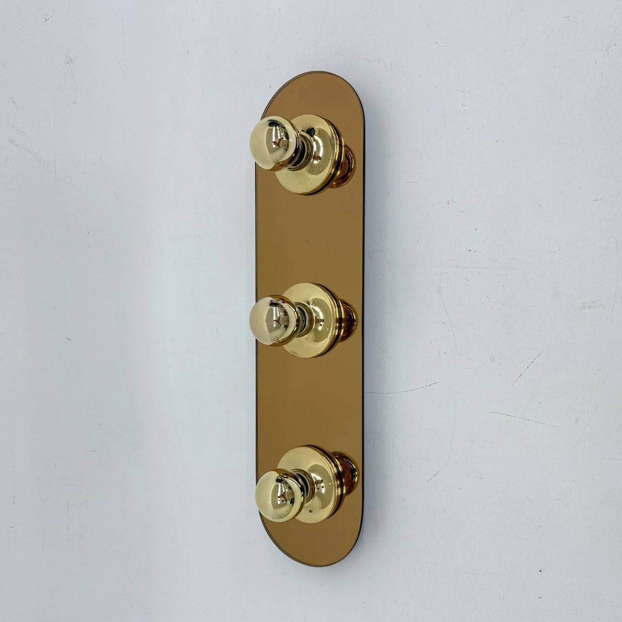 Vintage pop art space age bronze mirrored wall lamp, Eglo, Germany, 1980s