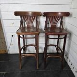 Paire de tabourets de bar à dossier