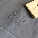 Old linen and cotton sheet dyed gray