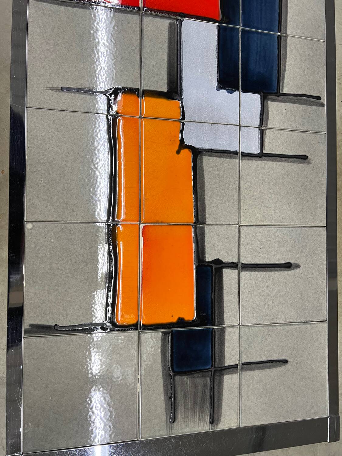 Vintage 70's chrome ceramic coffee table antonio de nisco for juliette belarti