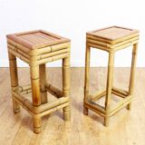 Set of 2 stools in bamboo 1970