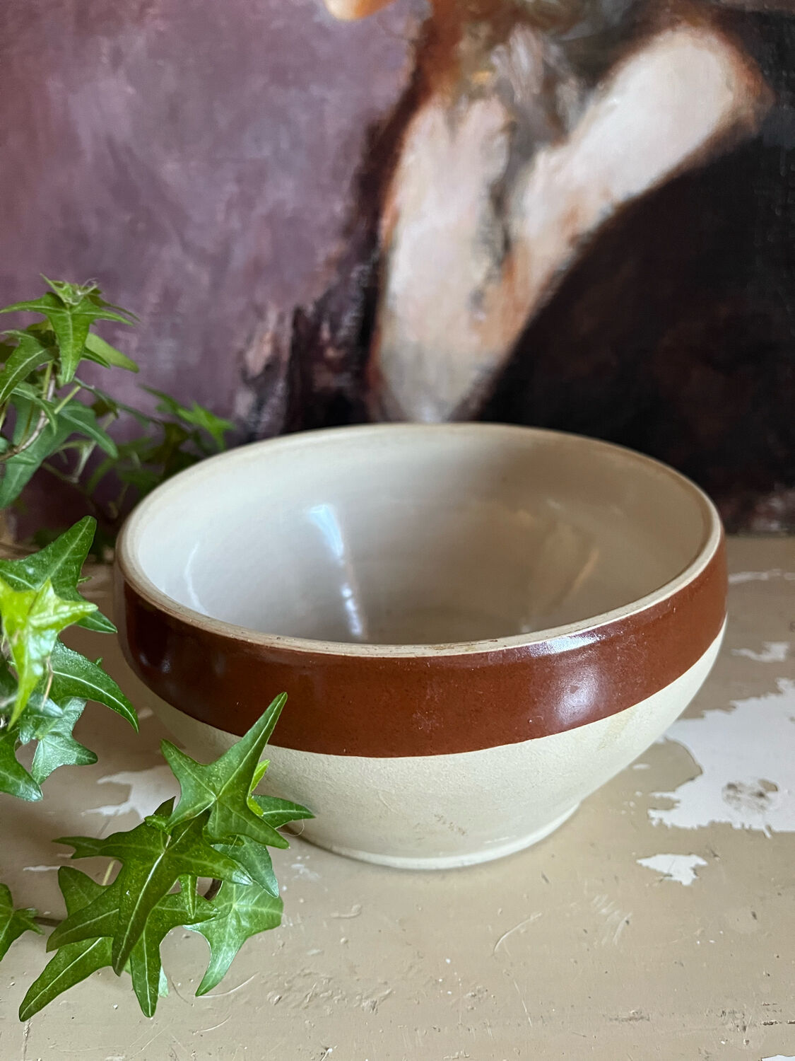 Vintage digoin stoneware salad bowl dish