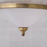 Two Tone Mid-Century French Brass and Glass Pendant Light (5 available)