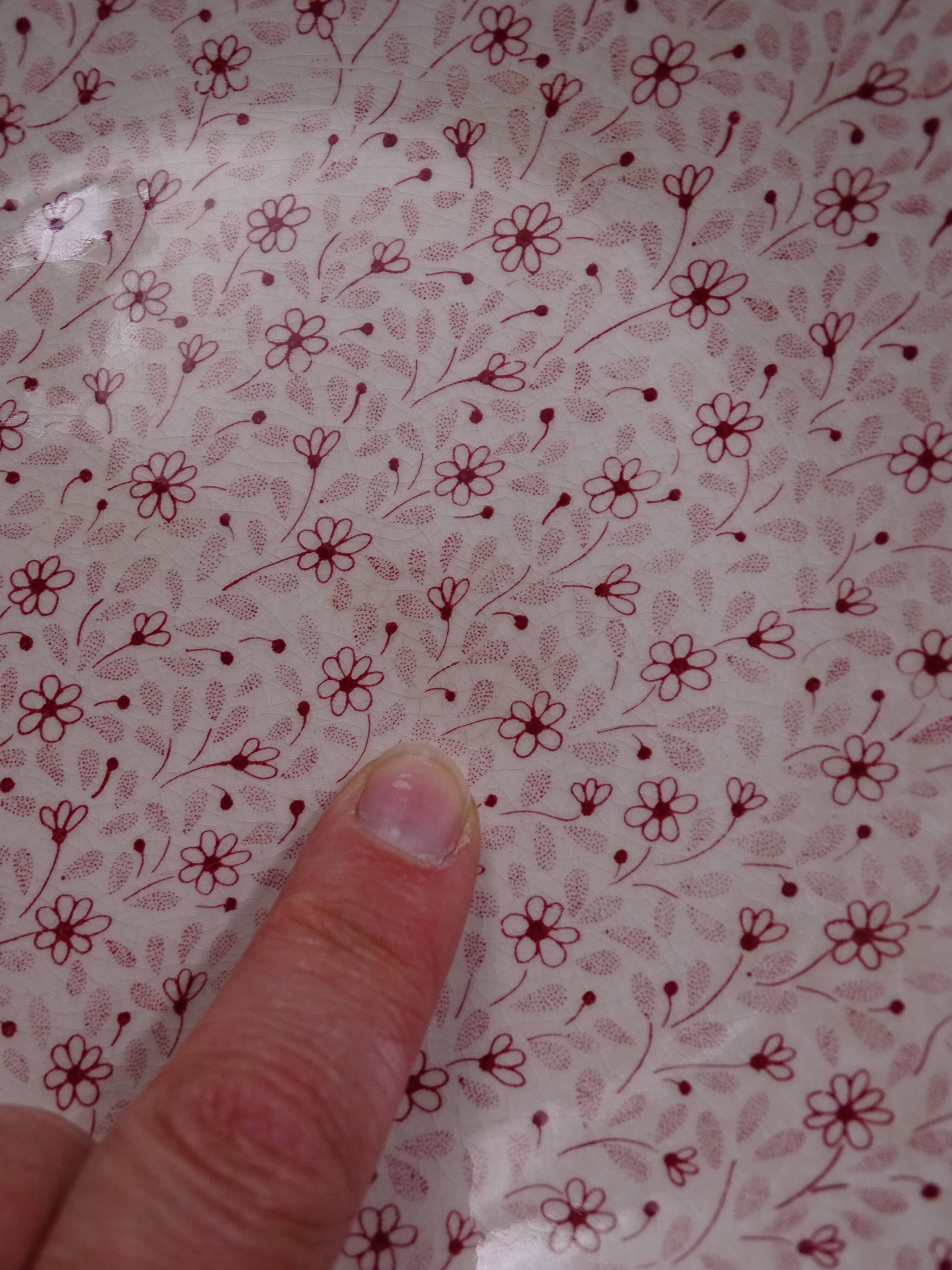 Set of 9 dessert plates in earthenware of Sarreguemines - Décor of pink flowers - 1970