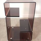 Smoked Plexiglas bedside table / end table