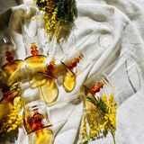 Lot de 8 flûtes champagne vintage verre ambré