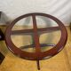 Vintage G-Plan Round Coffee Table & 4 Nested Stools | 1970s | Mahogany & Gl