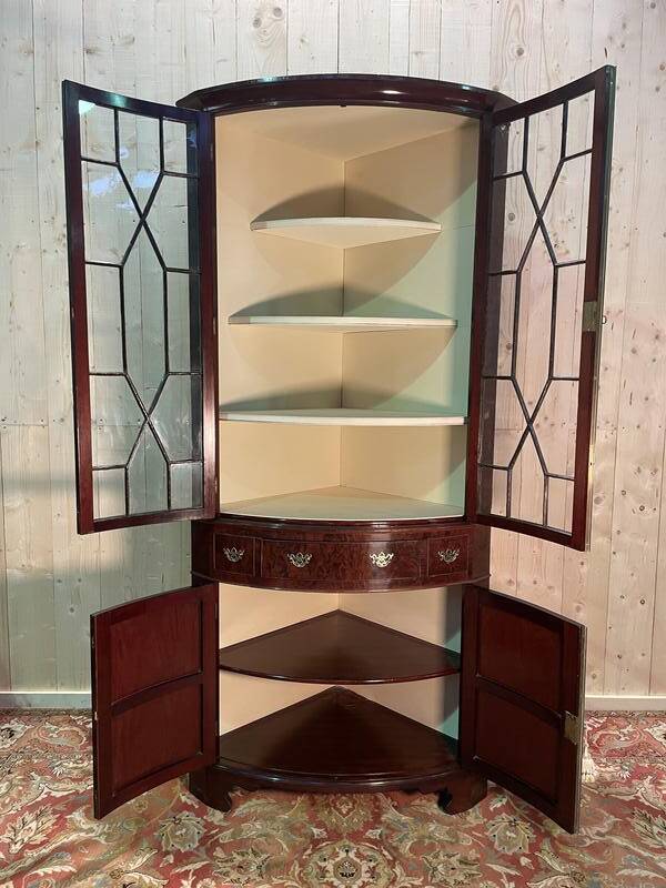 English mahogany corner cabinet