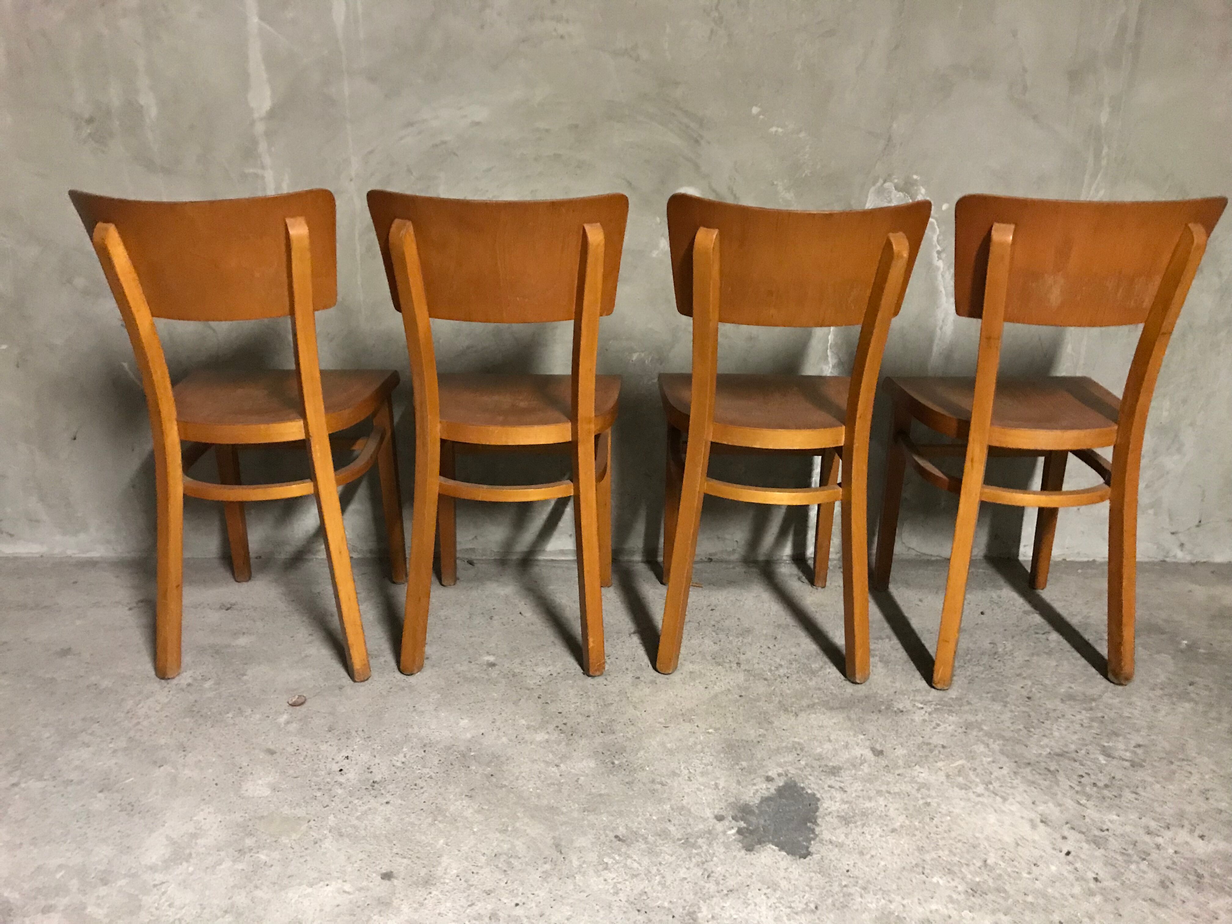 4 bistro chairs signed Thonet