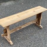 Renovated vintage farmhouse bench in raw solid wood