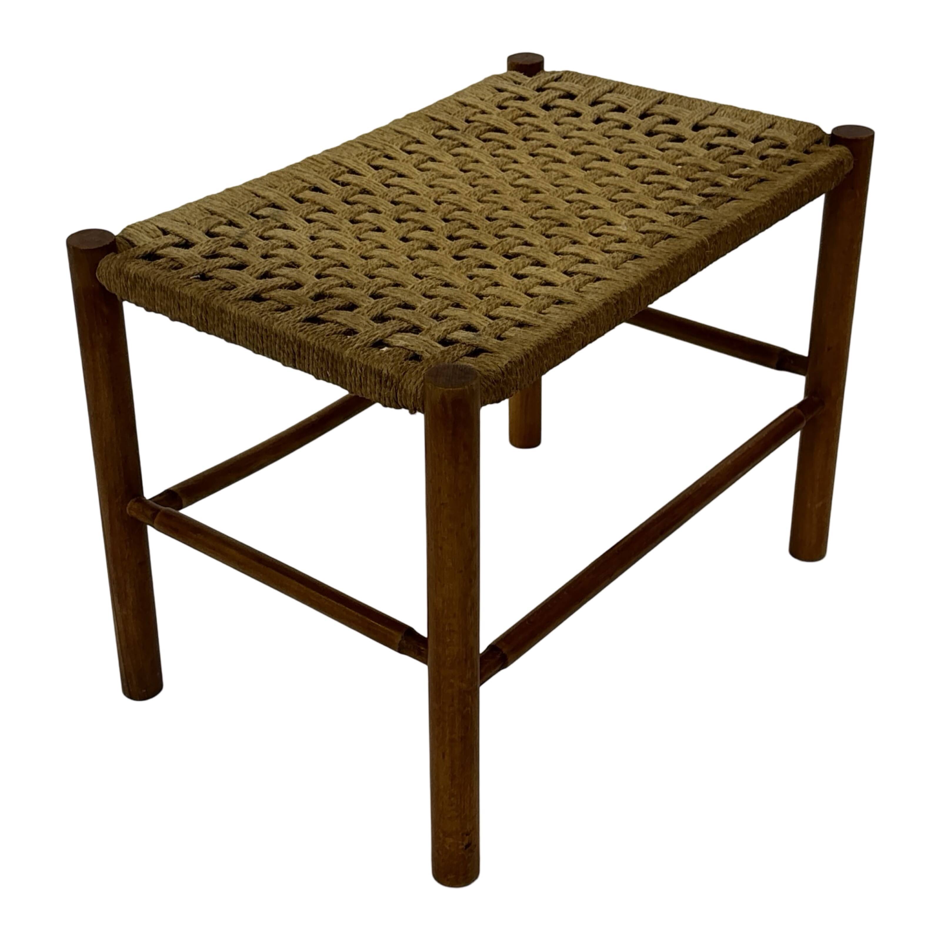 Vintage Stool Danish Papercord Rope small Stool Mid Century